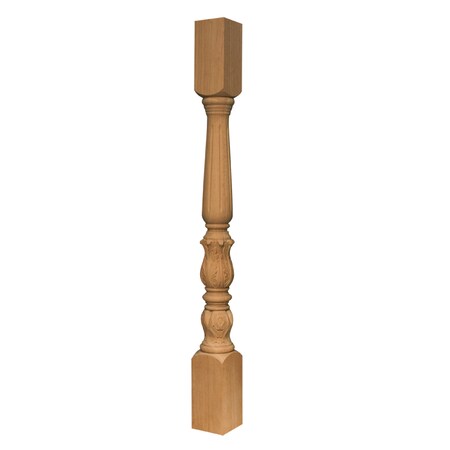 Osborne Wood Products 38 x 3 1/2 Carved Leaf Baluster in Rubberwood (paintgrade)< 891892RW